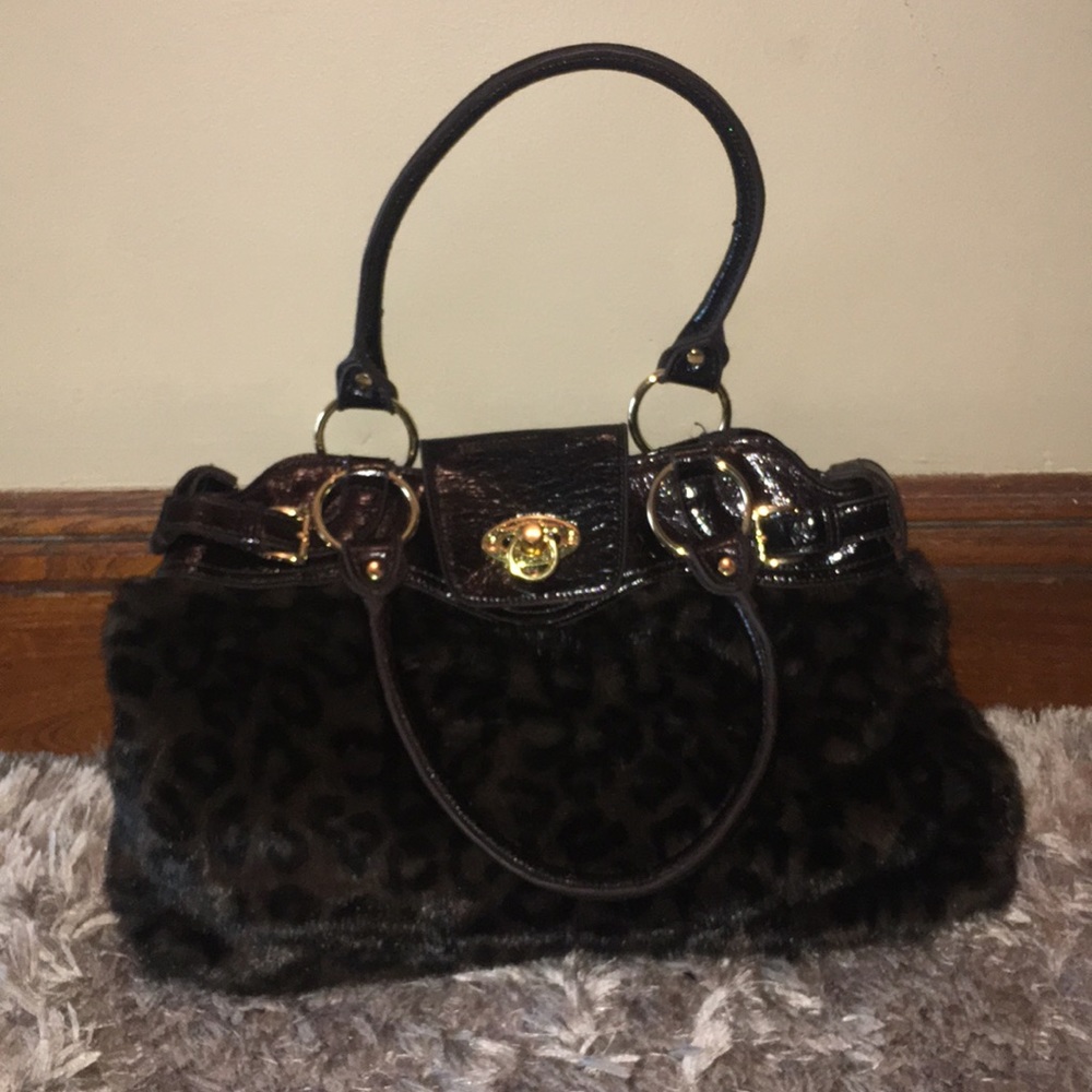 Leopard fur purse
